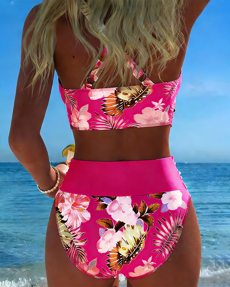 Solenne - Geblümtes Bikini-Set mit hohem Beinausschnitt