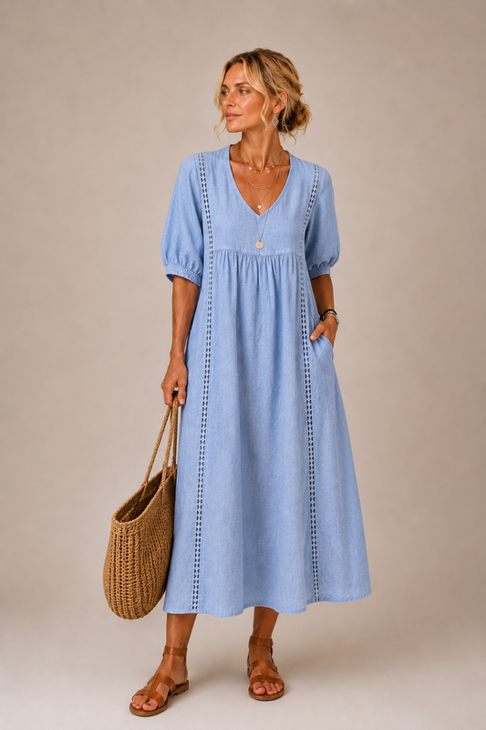 Auria - V-Ausschnitt Midikleid