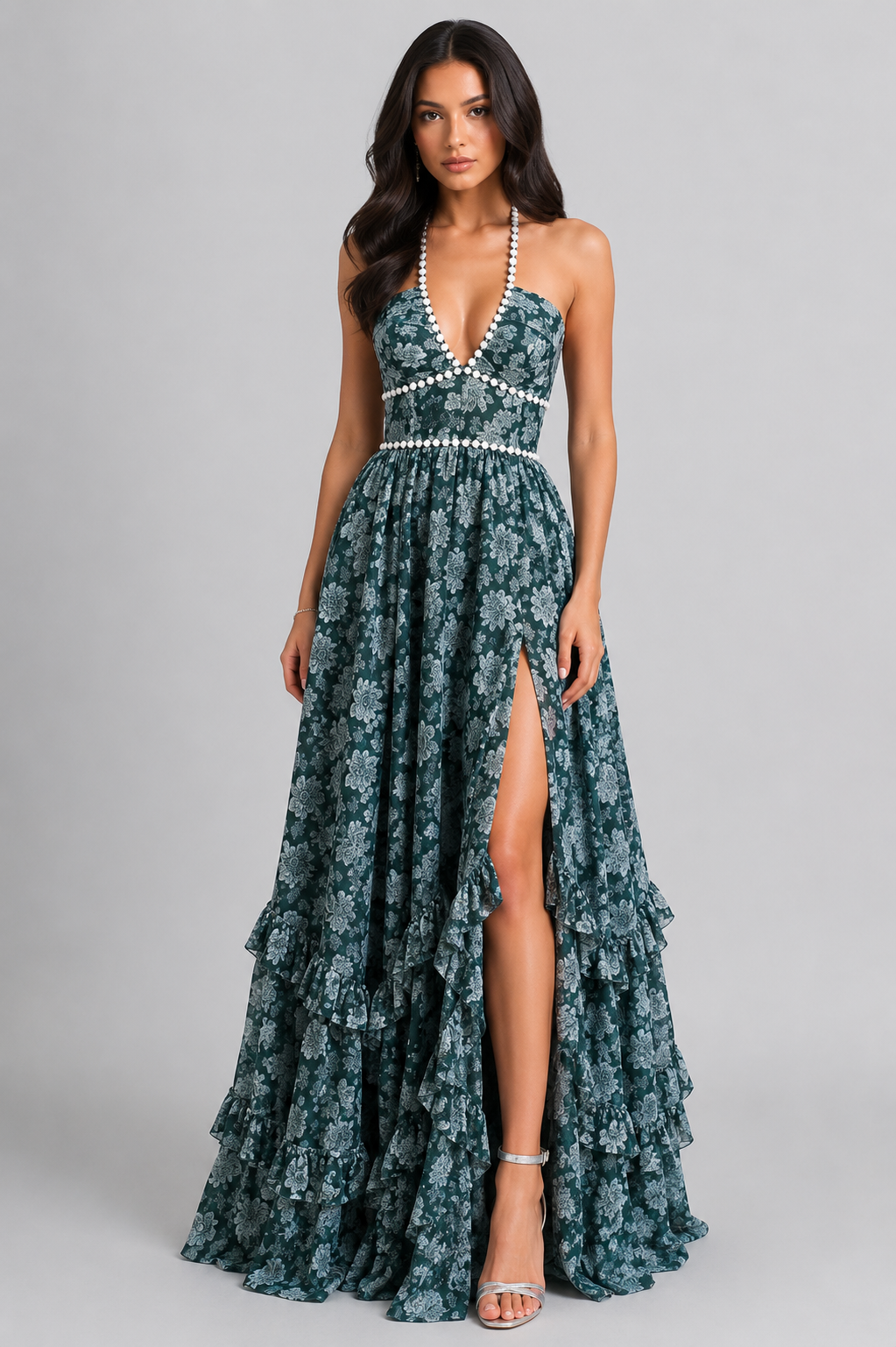 Solenne - Florales Vintage-Maxikleid