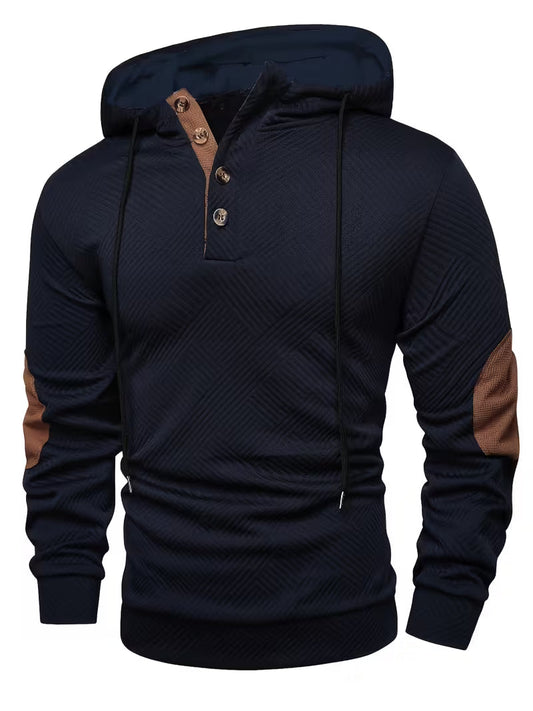 Earl - Strukturierter Hoodie mit Knopfleiste