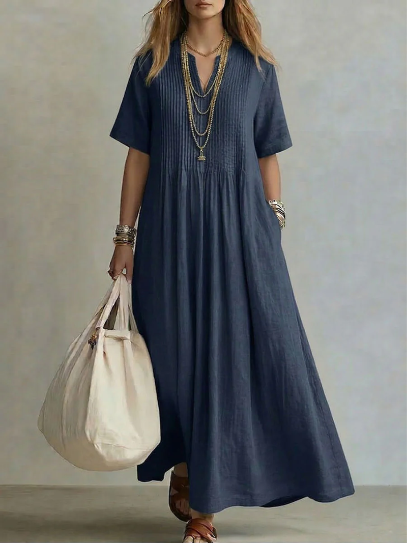 Jana - Plissiertes Baumwollkleid