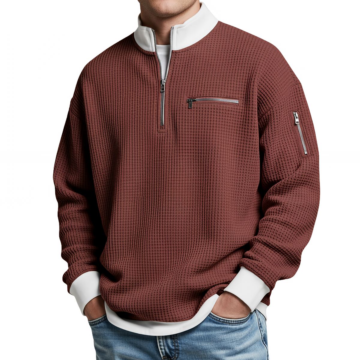 Kalden - Waffelstrick Quarter-Zip Pullover