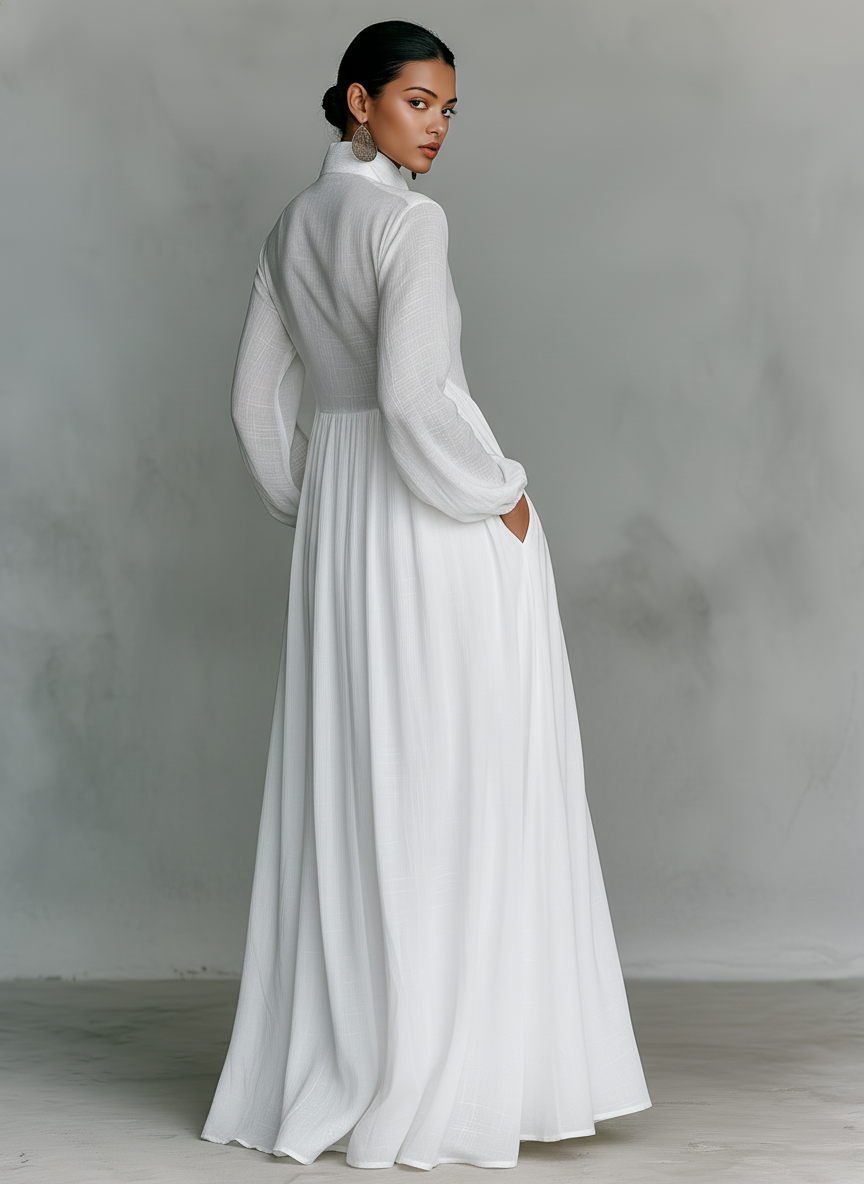 Lakisha - Stehkragen Patchwork Maxikleid