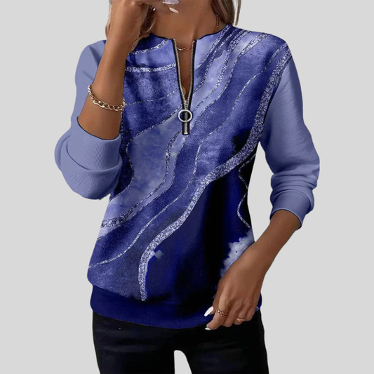 Marianne - Half-Zip-Sweatshirt mit Marmor-Print