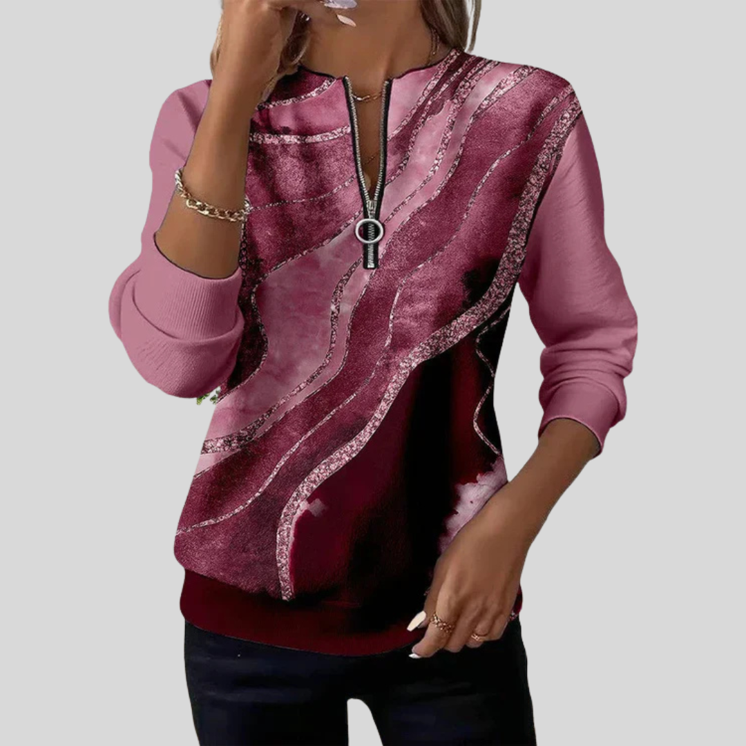 Marianne - Half-Zip-Sweatshirt mit Marmor-Print