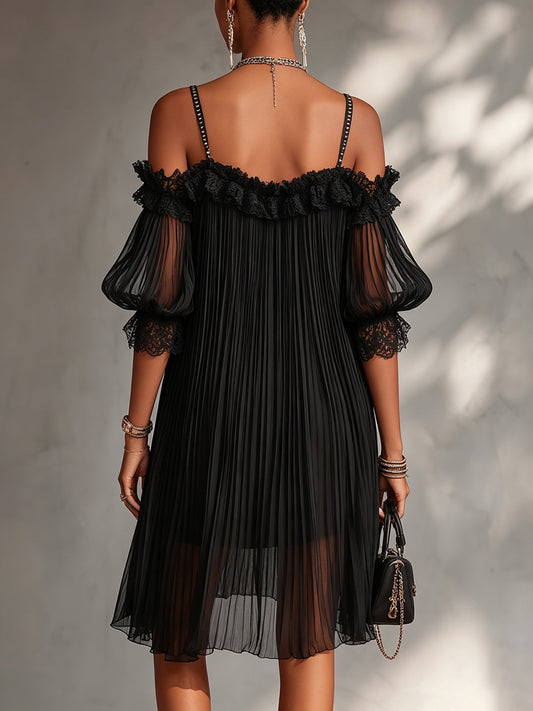 Vittoria - Schulterfreies Chiffon-Minikleid