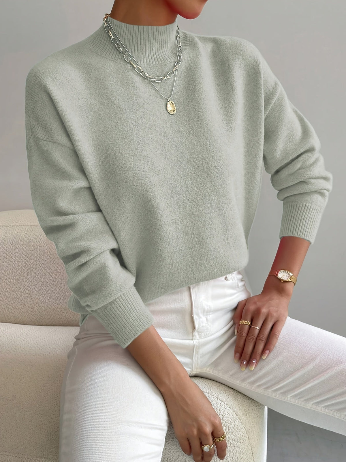 Casey - Feinstrick Stehkragen-Pullover