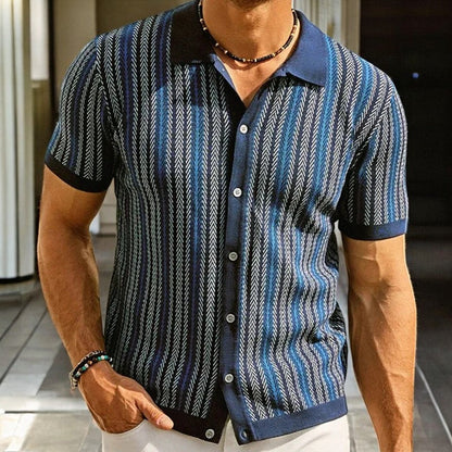 Dominick - Fischgrätenmuster Button-Down-Hemd