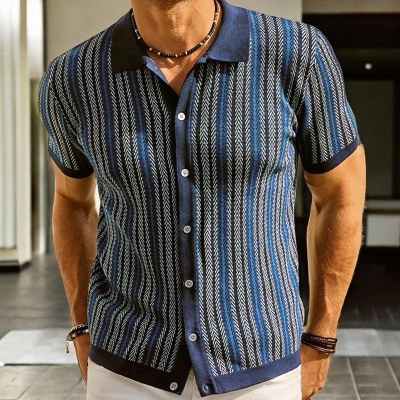 Dominick - Fischgrätenmuster Button-Down-Hemd