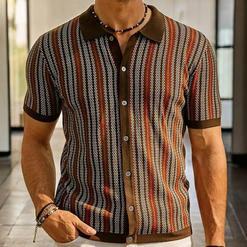 Dominick - Fischgrätenmuster Button-Down-Hemd