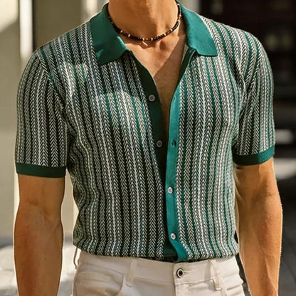 Dominick - Fischgrätenmuster Button-Down-Hemd