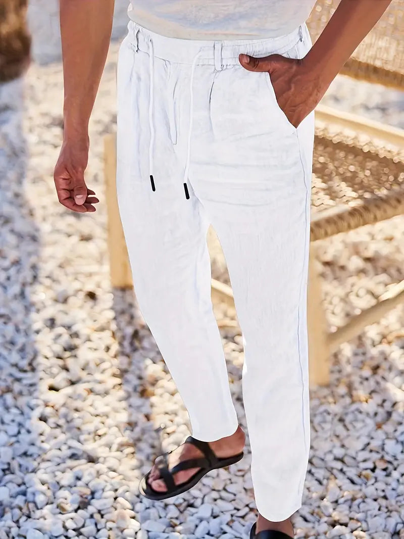 Avenor - Weite Leinenhose mit Kordelbund