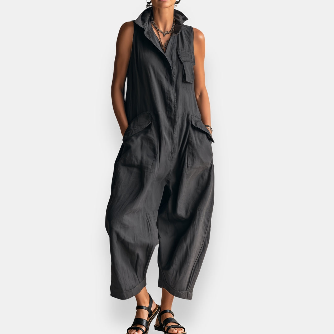 Arvella - Ärmelloser Stehkragen-Jumpsuit
