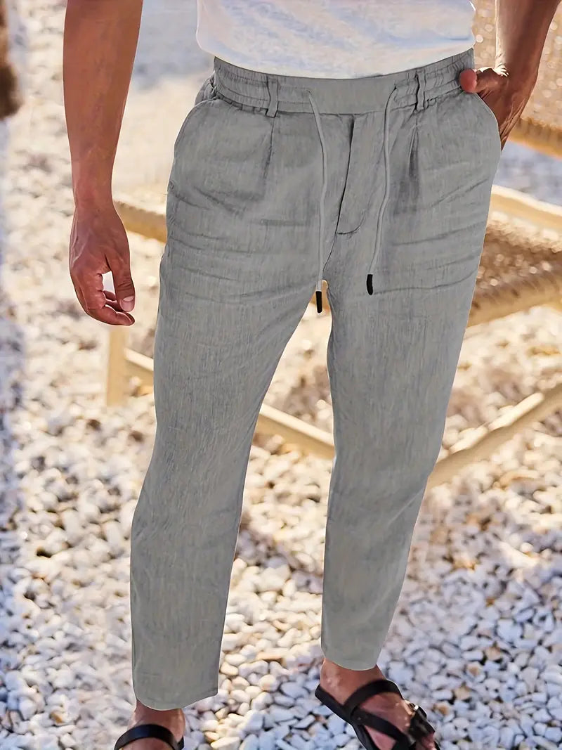 Avenor - Weite Leinenhose mit Kordelbund