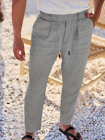Avenor - Weite Leinenhose mit Kordelbund