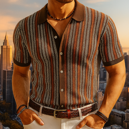 Dominick - Fischgrätenmuster Button-Down-Hemd