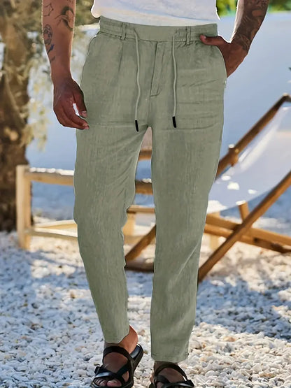 Avenor - Weite Leinenhose mit Kordelbund