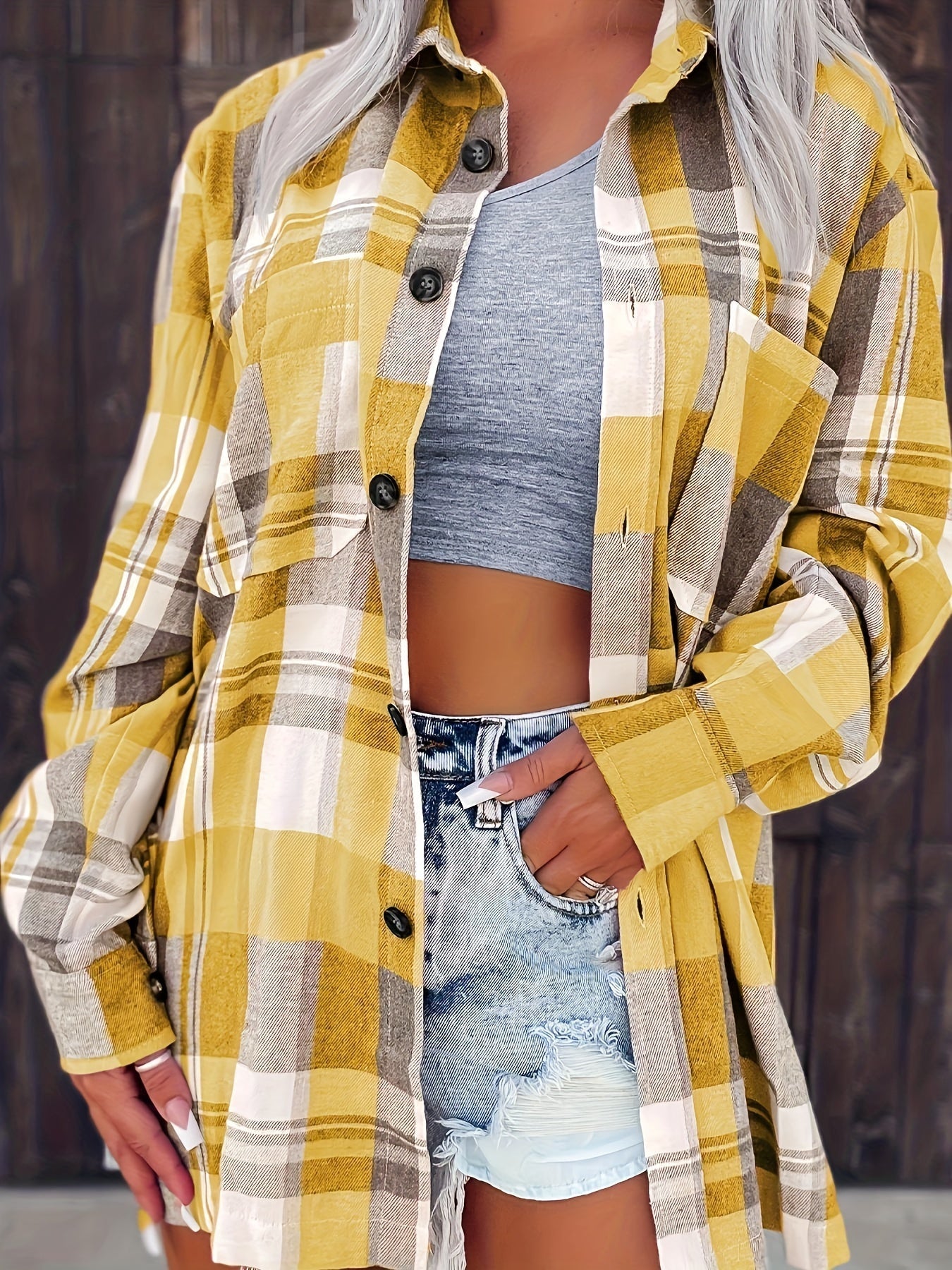 Liora - Gingham Langarmbluse