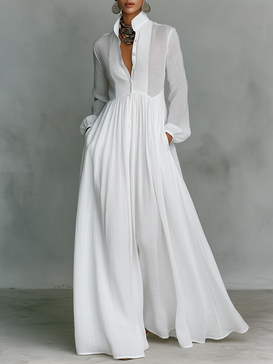 Lakisha - Stehkragen Patchwork Maxikleid