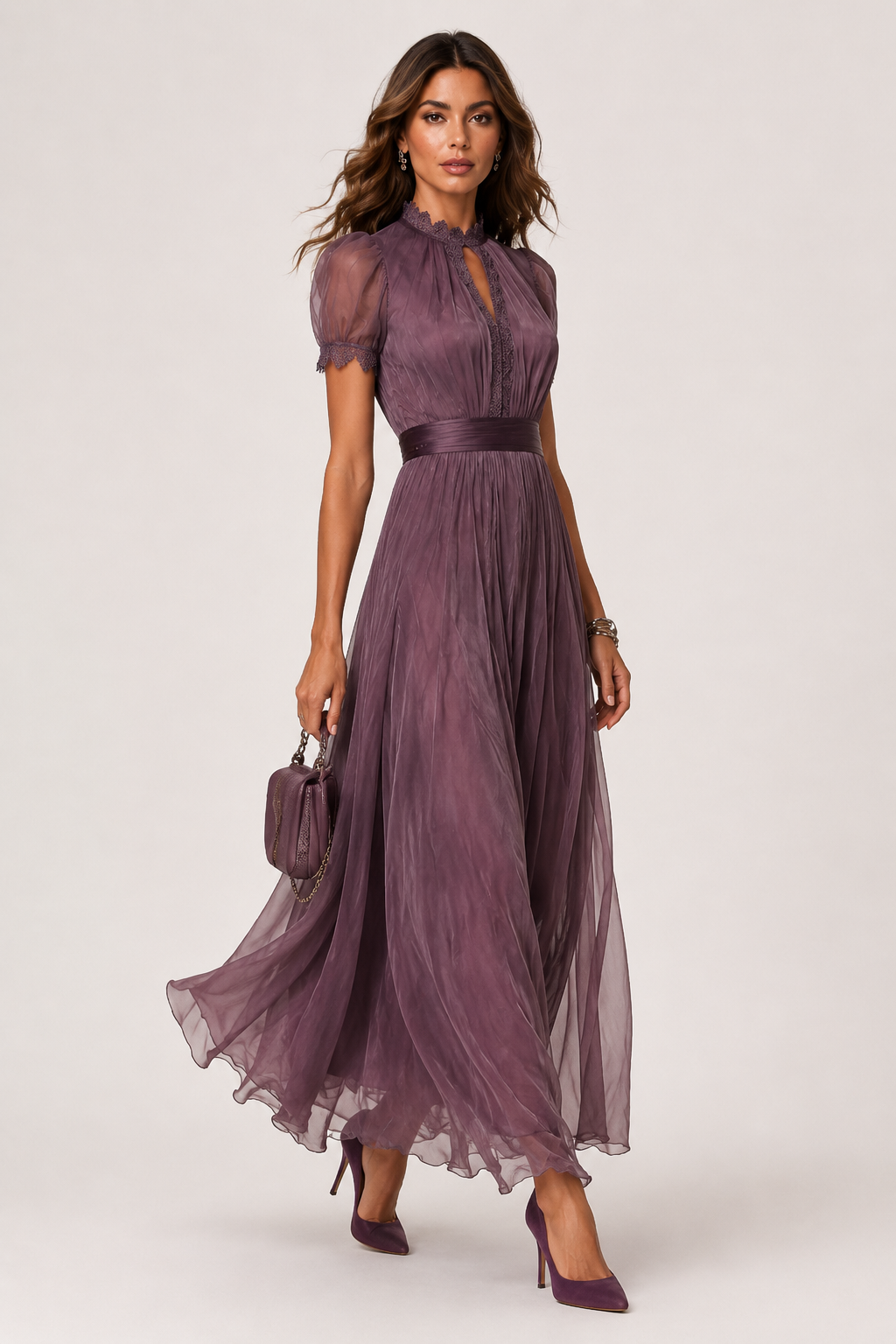 Livara - Lila Chiffon-Maxikleid