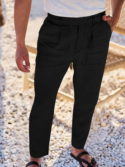 Avenor - Weite Leinenhose mit Kordelbund