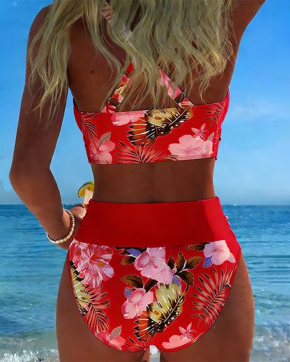 Solenne - Geblümtes Bikini-Set mit hohem Beinausschnitt
