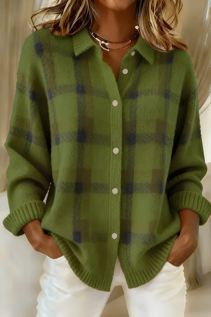 Anna - Karierte Strickjacke