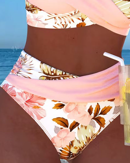 Solenne - Geblümtes Bikini-Set mit hohem Beinausschnitt