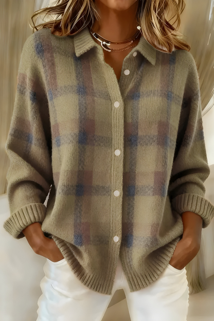 Anna - Karierte Strickjacke