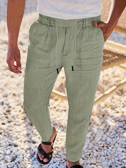 Avenor - Weite Leinenhose mit Kordelbund
