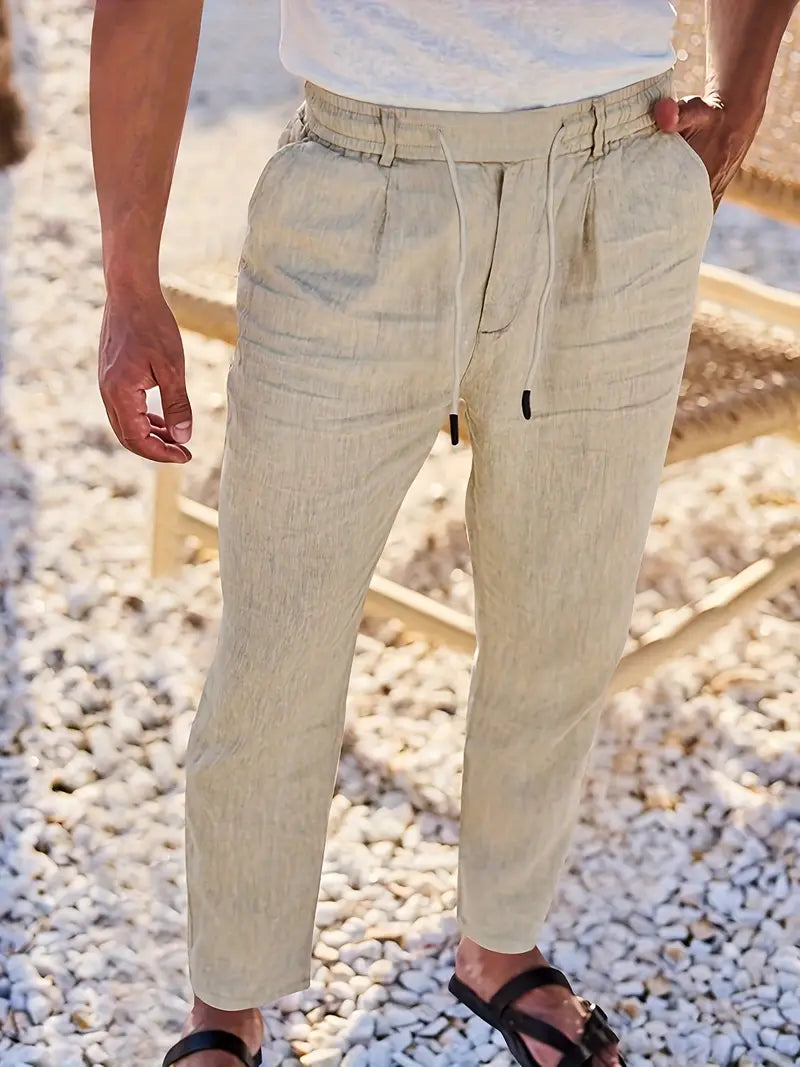 Avenor - Weite Leinenhose mit Kordelbund