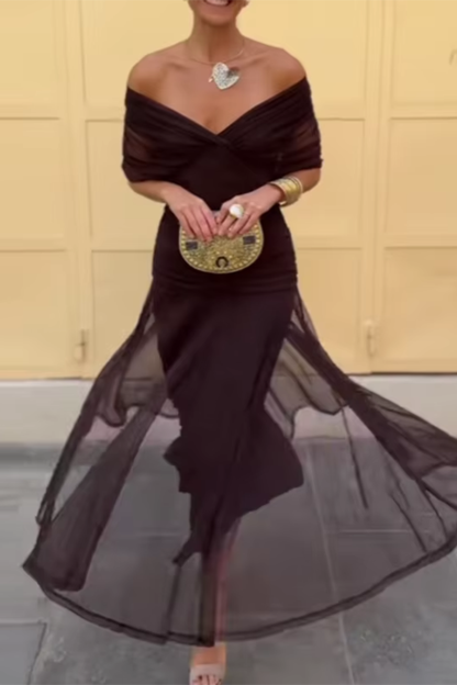 Aveline - Tailliertes Maxikleid mit V-Ausschnitt