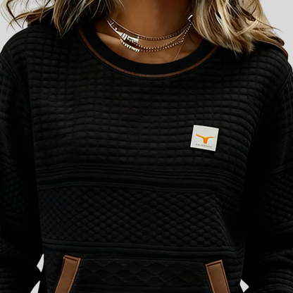 Nevalo - Colorblock Rundhals-Sweatshirt