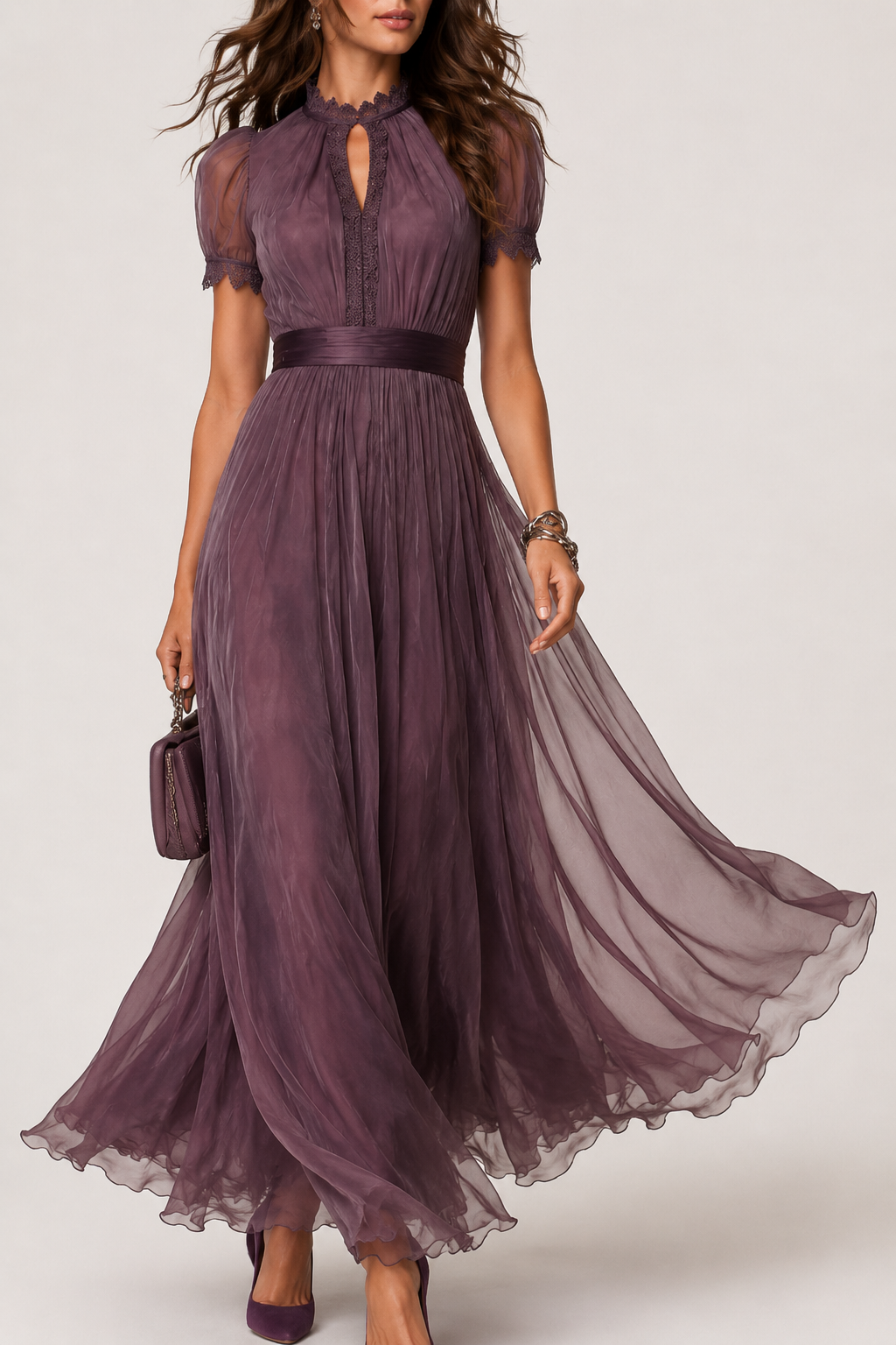 Livara - Lila Chiffon-Maxikleid
