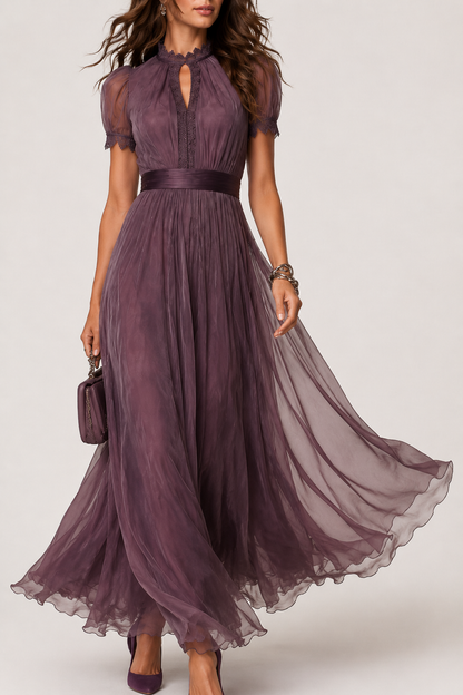 Livara - Lila Chiffon-Maxikleid