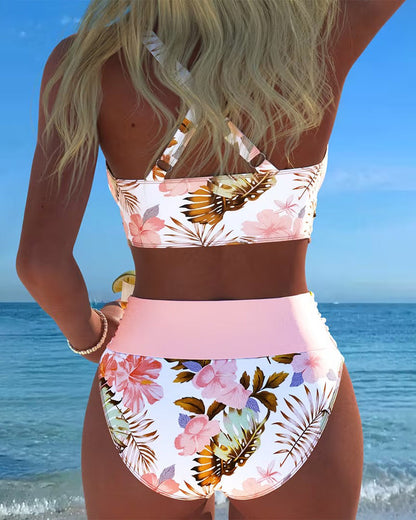Solenne - Geblümtes Bikini-Set mit hohem Beinausschnitt