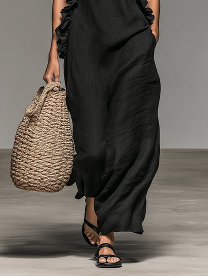 Serela - Volant-Maxikleid mit Taschen
