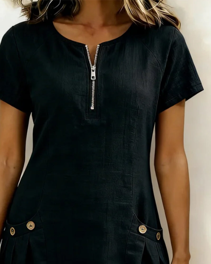 Lina - Baumwoll-Leinen A-Linien-Kleid