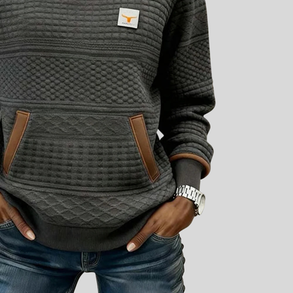 Nevalo - Colorblock Rundhals-Sweatshirt