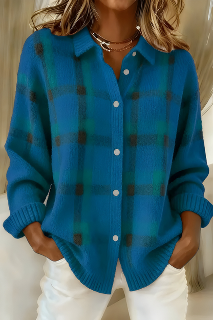 Anna - Karierte Strickjacke