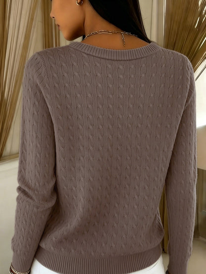Tilde - Ein-Knopf Zopfstrick-Strickjacke