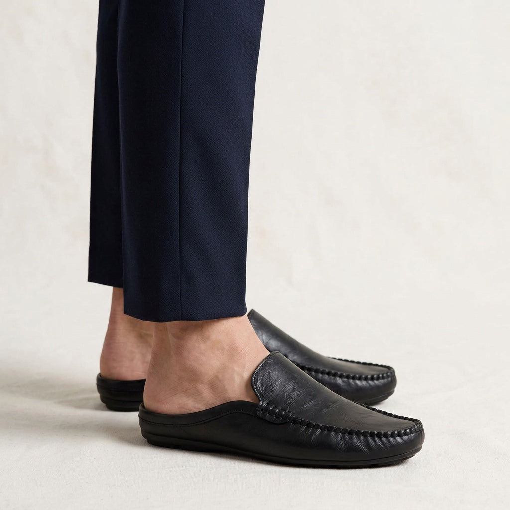 Randy - Leder-Mules mit Mokassinnaht