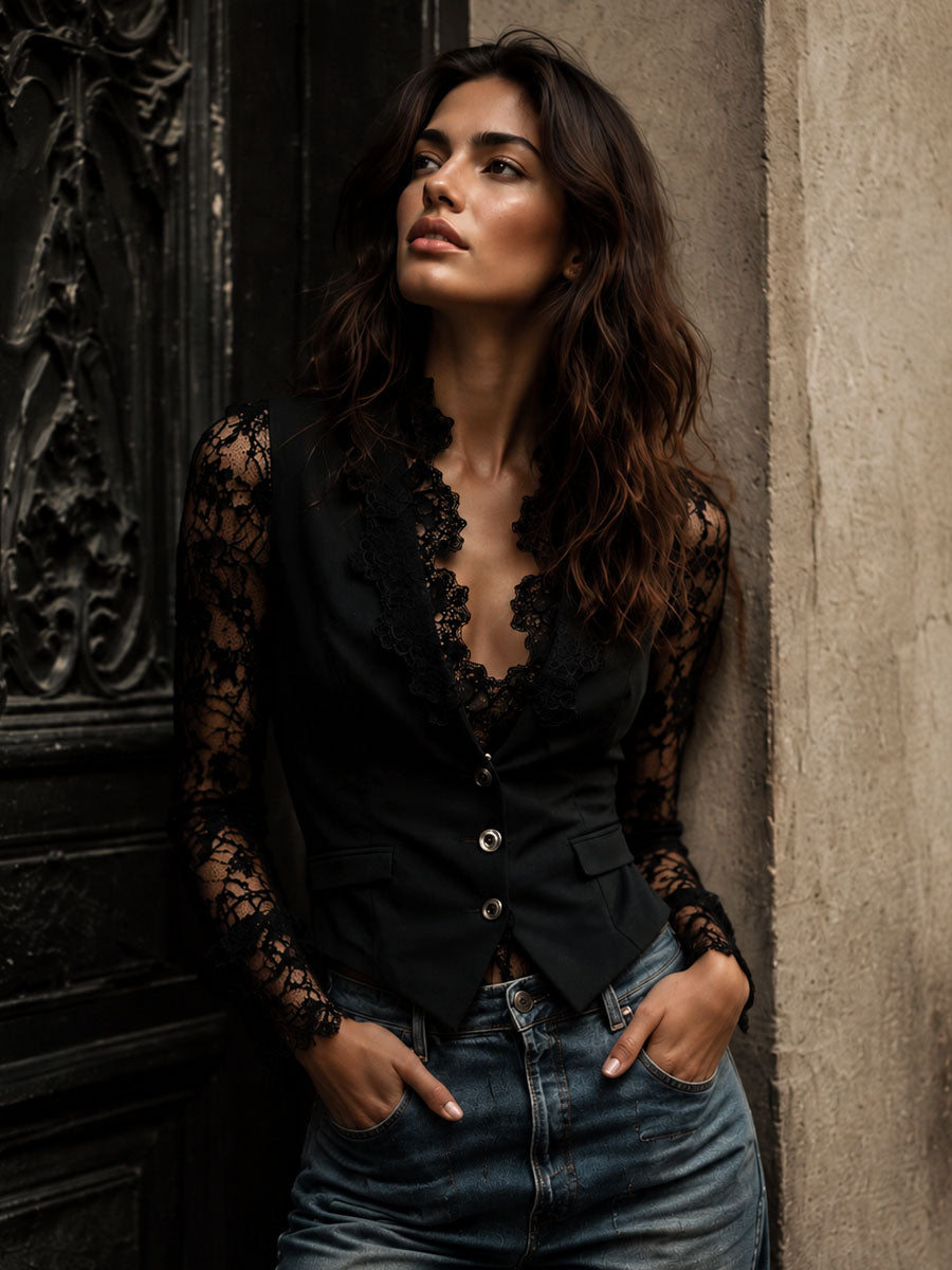 Glenda - Kurzer Blazer mit halbtransparenten Ärmeln
