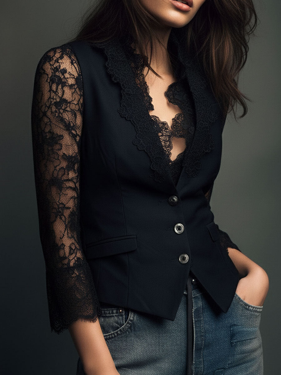 Glenda - Kurzer Blazer mit halbtransparenten Ärmeln