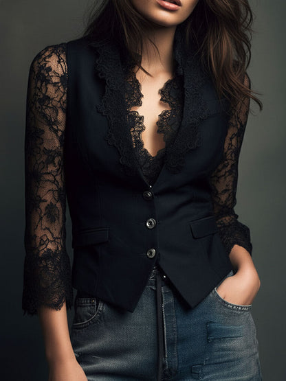 Glenda - Kurzer Blazer mit halbtransparenten Ärmeln