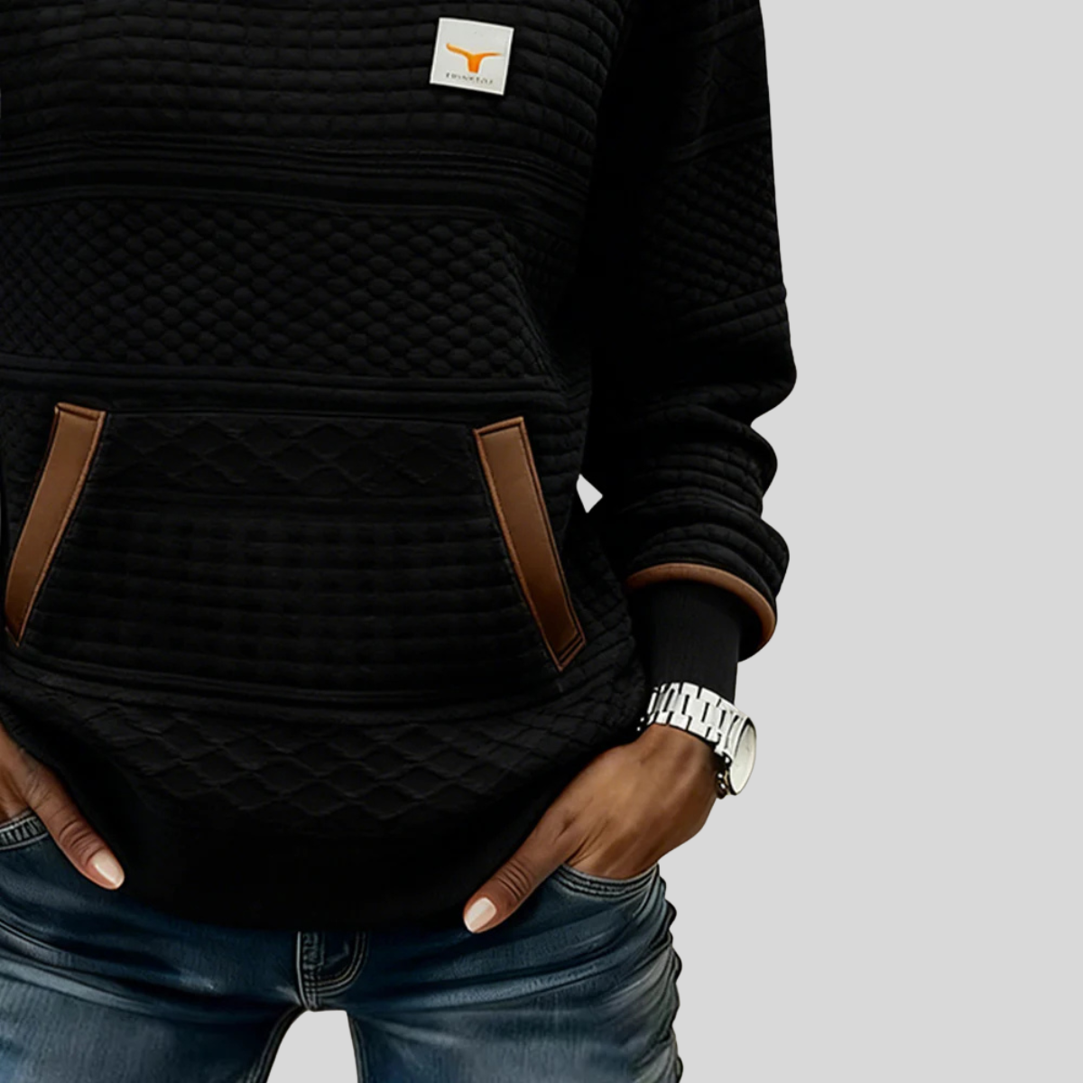 Nevalo - Colorblock Rundhals-Sweatshirt