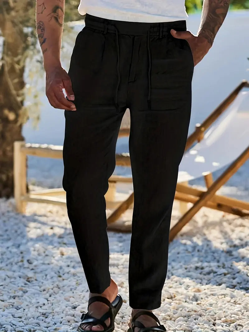 Avenor - Weite Leinenhose mit Kordelbund