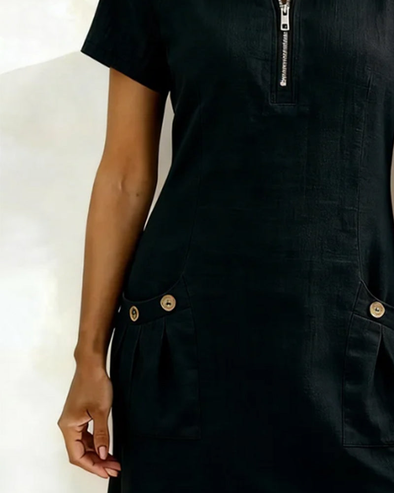 Lina - Baumwoll-Leinen A-Linien-Kleid