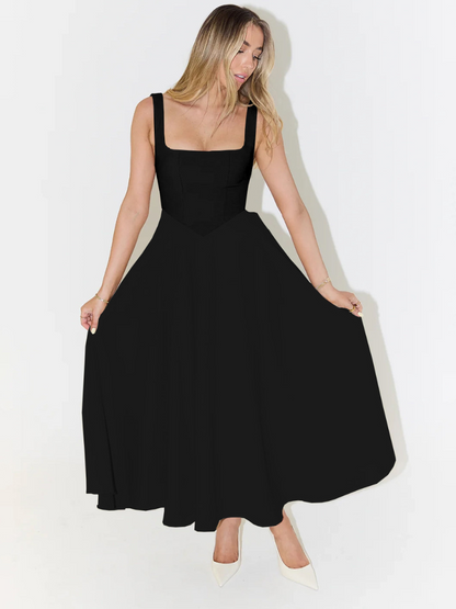 Alta - Tailliertes Midi-Kleid mit Karree-Ausschnitt