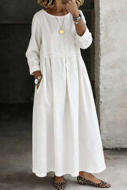 Alveri - Denim-Maxikleid mit Kontrastnähten